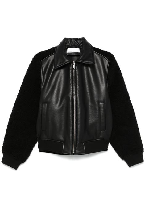 Black faux-leather jacket  Random identities - men